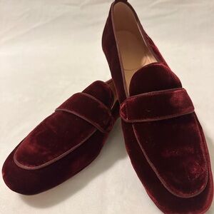 J. Crew Red Loafers & Slip-Ons with Velvet Material and Classic Design